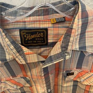 Howler Brothers Casual Plaid Shirt - Blue and Orange